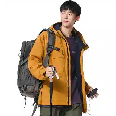 协协乐 户外登山情侣款三防面料拉链开衫连帽外套休闲百搭青少年痞帅工装拼接氛围感小众设计款夹克 男款