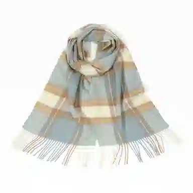 一米画纱 柔软亲肤长款加厚保暖时尚休闲气质格纹流苏潮流舒适 绵羊毛 绒线围巾 男女同款情侣款
