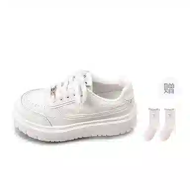乐乐鱼 厚底百搭配裙子休闲通勤 包裹性耐磨增高 低帮 板鞋 女