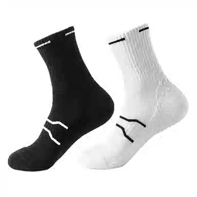 二三二三 纯色毛巾底缓震运动袜吸汗透气防臭日常通勤休闲袜舒适亲肤减压跑步健身训练袜户外骑行体育生羽毛球登山中筒袜 男女同款