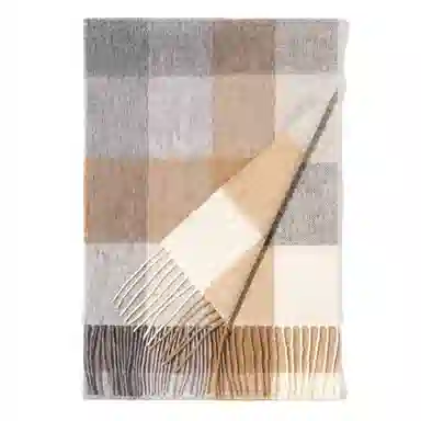 一米画纱 柔软亲肤长款加厚保暖时尚休闲气质格纹流苏潮流舒适 绵羊毛 绒线围巾 男女同款情侣款