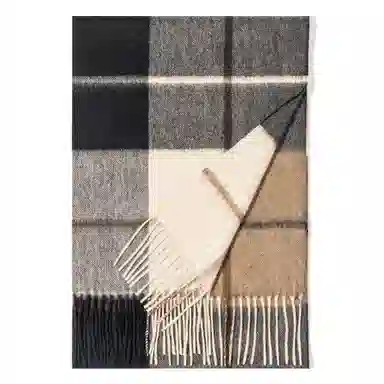 一米画纱 柔软亲肤长款加厚保暖时尚休闲气质格纹流苏潮流舒适 绵羊毛 绒线围巾 男女同款情侣款