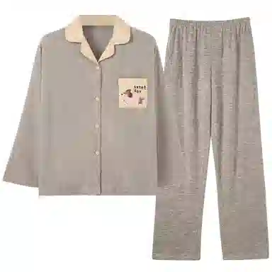 静英鸾 翻领简约休闲时尚卡通小狗亲肤舒适可外穿家居服睡衣套装 女款