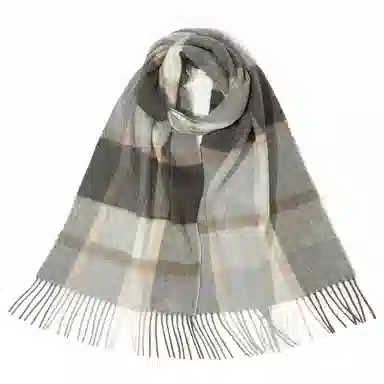 一米画纱 柔软亲肤长款加厚保暖时尚休闲气质格纹流苏潮流舒适 绵羊毛 绒线围巾 男女同款情侣款