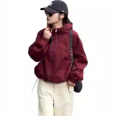 邦固依品 高级感连帽短款外套女春季小个子宽松显瘦冲.锋衣薄上衣夹克 女款