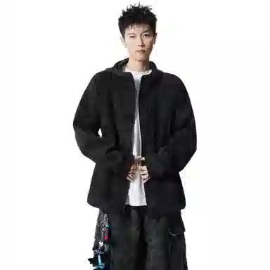 洋气先生 美式复古简约时尚百搭扎染小众高级感潮流帅气日常通勤运动健身休闲宽松防风防水保暖耐磨情侣连帽外套夹克 男女同款
