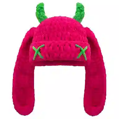 恩僾德 毛帽子可爱甜酷风小恶魔耳朵搞怪牛角头套加厚保暖#好运 针织 绒线帽 男女同款情侣款