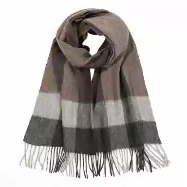 一米画纱 柔软亲肤长款加厚保暖时尚休闲气质格纹流苏潮流舒适 绵羊毛 绒线围巾 男女同款情侣款