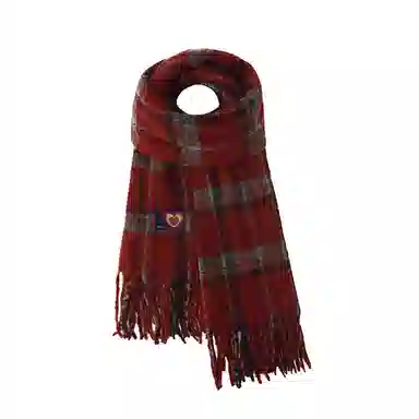 红豆 韩版复古格子百搭保暖 涤纶 绒线围巾 男女同款情侣款