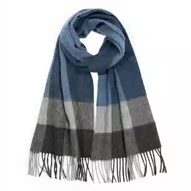 一米画纱 柔软亲肤长款加厚保暖时尚休闲气质格纹流苏潮流舒适 绵羊毛 绒线围巾 男女同款情侣款