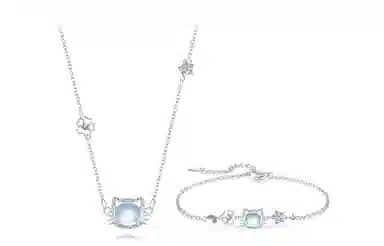 【闪钻可爱猫咪】 牧言 在逃公主系列森系甜美小众设计高级感 精致浪漫璀璨爆闪招财猫星星镂空桃花百搭可调节 好运 琉璃 玉石项链 女款