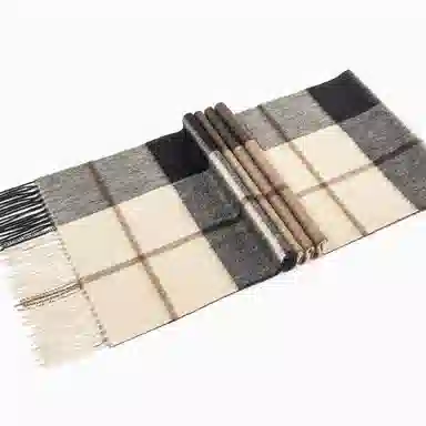 一米画纱 柔软亲肤长款加厚保暖时尚休闲气质格纹流苏潮流舒适 绵羊毛 绒线围巾 男女同款情侣款