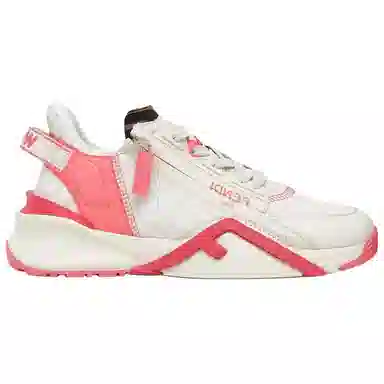 Fendi Flow Lace-Up Low Sneakers Pink White