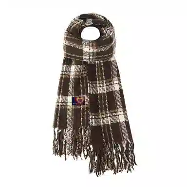 红豆 韩版复古格子百搭保暖 涤纶 绒线围巾 男女同款情侣款