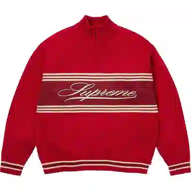 Supreme FW25 Script Stripe Half Zip Sweater
