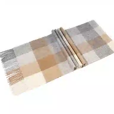 一米画纱 柔软亲肤长款加厚保暖时尚休闲气质格纹流苏潮流舒适 绵羊毛 绒线围巾 男女同款情侣款