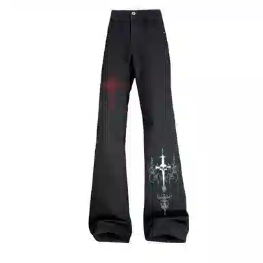 AMBER LIGHT Cross Skull Denim Pants