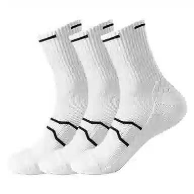 二三二三 纯色毛巾底缓震运动袜吸汗透气防臭日常通勤休闲袜舒适亲肤减压跑步健身训练袜户外骑行体育生羽毛球登山中筒袜 男女同款