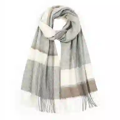 一米画纱 柔软亲肤长款加厚保暖时尚休闲气质格纹流苏潮流舒适 绵羊毛 绒线围巾 男女同款情侣款