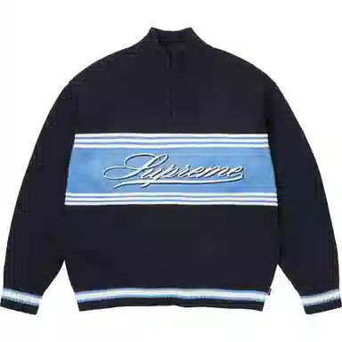 Supreme FW25 Script Stripe Half Zip Sweater