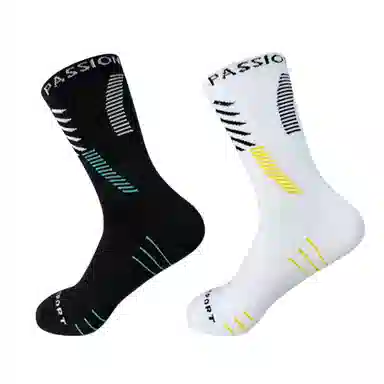 二三二三 轻弹减震专业潮流经典学院风运动袜轻盈舒适透气多功能柔软亲肤耐磨防滑防臭小腿袜羽毛球排球青少年可穿篮球袜 男款