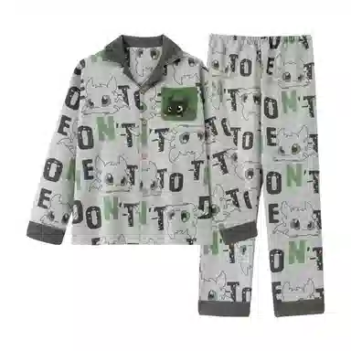 静英鸾 休闲时尚可爱字母卡通亲肤保暖舒适可外穿家居服睡衣套装 男款