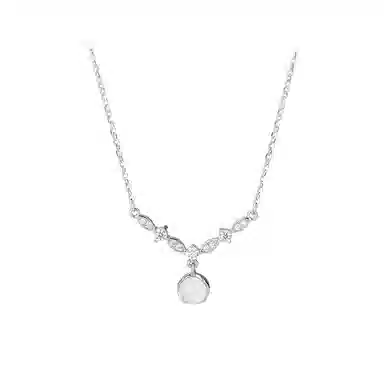 【S999纯银&穗穗平安】 银彦 闪耀星光连理枝 冰透温润白月光荔枝冻清冷感 甜美森系小清新 少女氛围感恋爱告白礼盒 玉髓 项链 女款