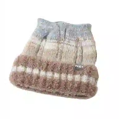 艾佳微 条纹可爱百搭显脸小通勤百搭保暖护耳套大头围 涤纶 绒线帽 男女同款情侣款