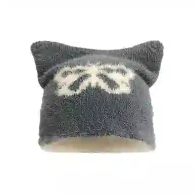 恩僾德 萌趣猫星人小众可爱猫耳星星毛线套头帽保暖毛绒包头帽 聚酯纤维 绒线帽 男女同款情侣款