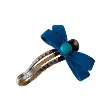 蒙妮 秋冬季复古蝴蝶结头发一字夹 亚克力/丝绒 发夹 女款