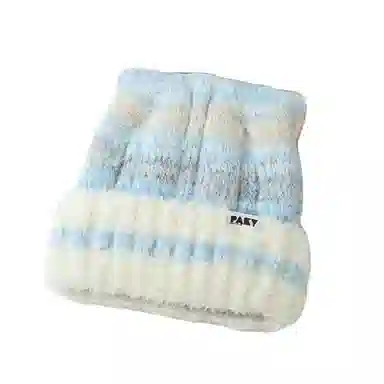 艾佳微 条纹可爱百搭显脸小通勤百搭保暖护耳套大头围 涤纶 绒线帽 男女同款情侣款