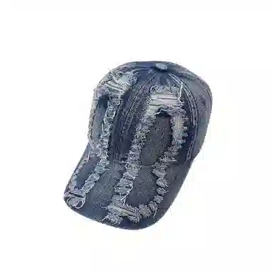 艾佳微 韩版破洞遮阳做旧牛仔休闲百搭显脸小宽檐 棉 鸭舌帽 男女同款情侣款