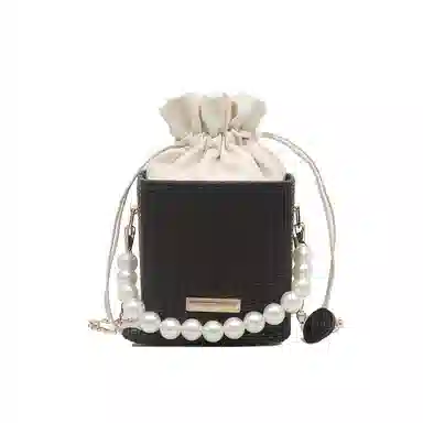 米囹 时尚百搭 水桶包 单肩斜挎包 常规 黑色