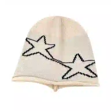 艾佳微 星星堆堆复古时尚显脸小休闲大头围宽松保暖包头 涤纶（聚酯纤维） 绒线帽 男女同款情侣款