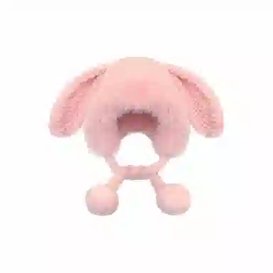 恩僾德 日系可爱粉色兔子毛绒百搭卡通滑雪护耳帽潮流 聚酯纤维 绒线帽 男女同款情侣款