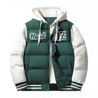 棉基因 春秋季拼接假两件飞行员夹克防寒优质棉棒球服高个子小个子日系男简约潮流美式高街工装风青少年职场通勤学院风棉衣外套 男女同款