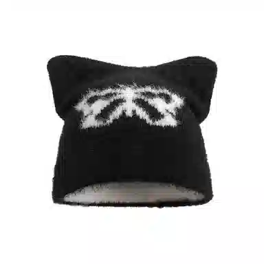 恩僾德 萌趣猫星人小众可爱猫耳星星毛线套头帽保暖毛绒包头帽 聚酯纤维 绒线帽 男女同款情侣款