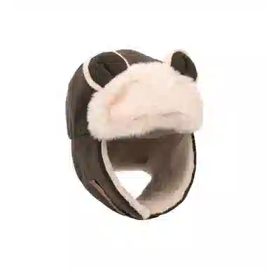 恩僾德 小熊耳朵可爱毛绒加厚骑车保暖防寒帽子护耳 聚酯纤维 雷锋帽 男女同款情侣款