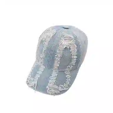 艾佳微 韩版破洞遮阳做旧牛仔休闲百搭显脸小宽檐 棉 鸭舌帽 男女同款情侣款