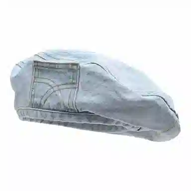 恩僾德 水洗做旧牛仔小众百搭复古怀旧大头围口袋设计春夏圆脸显脸小 聚酯纤维 贝雷帽 男女同款情侣款