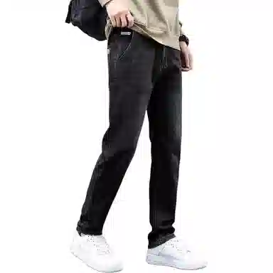 吉肯蒂 潮牌秋冬加绒加厚男修身直筒潮流时尚百搭弹力牛仔裤 男款