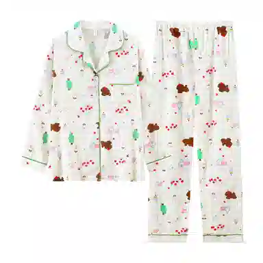 静英鸾 带胸垫休闲时尚甜美可爱卡通小动物亲肤舒适可外穿家居服睡衣套装 女款
