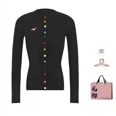 柏黛妃 韩系腊肠狗圆领修身长袖针织衫 女款