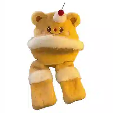 恩僾德 小熊爱吃蛋糕!三件套一体防寒保暖护耳可爱百搭显脸小 涤纶 斗篷帽 男女同款情侣款