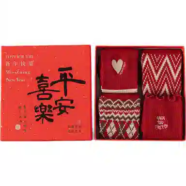 妮轻 羊毛秋冬条纹中筒袜 男女同款