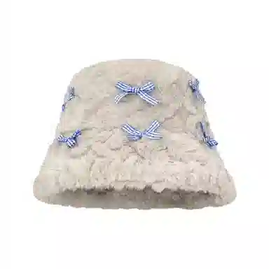 恩僾德 星星毛绒奶呼呼奶白日系可爱甜美显脸小保暖盆帽 聚酯纤维 渔夫帽 男女同款情侣款
