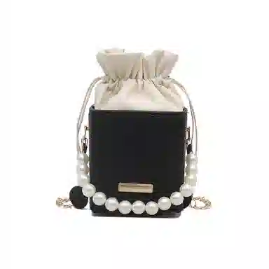 米囹 时尚百搭 水桶包 单肩斜挎包 常规 黑色