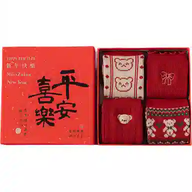 妮轻 羊毛秋冬条纹中筒袜 男女同款