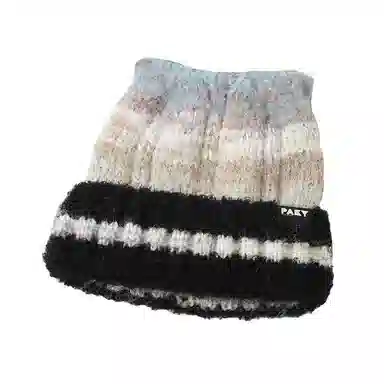 艾佳微 条纹可爱百搭显脸小通勤百搭保暖护耳套大头围 涤纶 绒线帽 男女同款情侣款