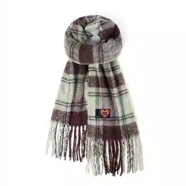 红豆 经典格纹时尚保暖礼盒装 定制卡片代写 涤纶 绒线围巾 男女同款情侣款